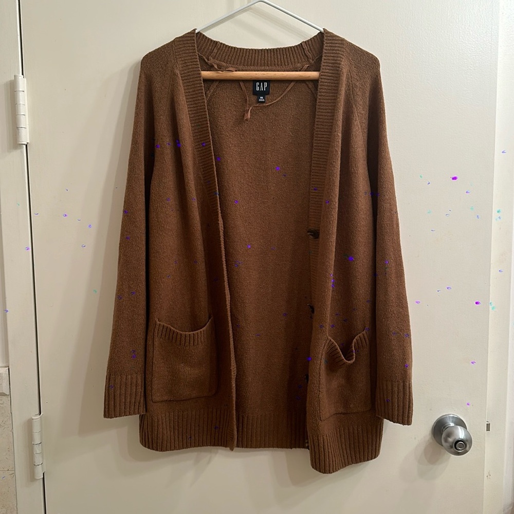 Gap CashSoft Boyfriend Cardigan in Cocoa Powder Brown, XS